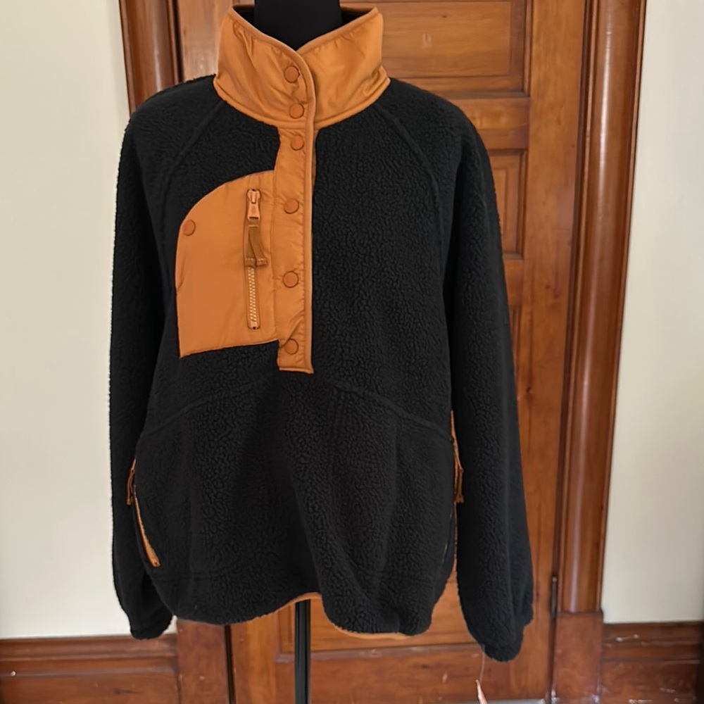 FP Movement Black and Orange Fleece Pullover